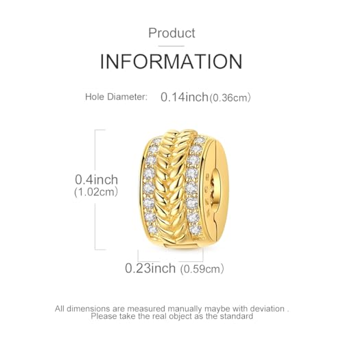 Gold Clip Stopper Charms for Pandora Bracelets Spacers Bead Charms Packs Jewelry Gift for Women - color: Good Luck-2 Packs