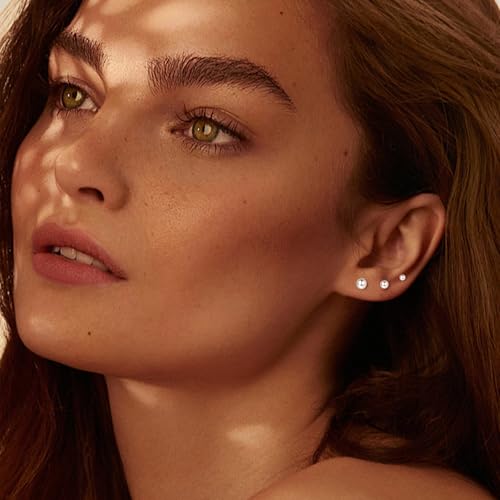 Xpircn Flat Back Stud Earrings 16G 18G 20G Tiny CZ Stud Earrings, Gold Flat Back Earrings, Threadless Cartilage Tragus Piercing Conch Helix Stud - color: Silver-Tiny Ball, size: 20G 6mm Bar