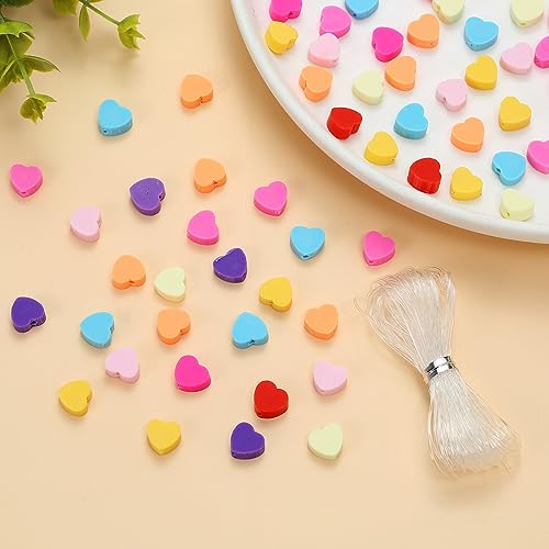 100pcs Mixed Heart Polymer Clay Spacer Beads for Women Jewelry Making DIY Bracelet Necklace Hair Clip Accessories Valentine's Day Gift (Heart) - color: Heart