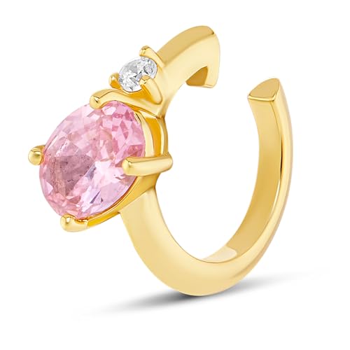 MILLA Ear Cuffs Non Piercing, Birthstone Jewelry, 14K Gold Plated over 925 Sterling Silver Half Hoop Dainty Earrings for Women Trendy with CZ Stones, Lightweight and Hypoallergenic - color: 10 October - Tourmaline