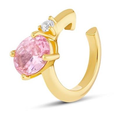 MILLA Ear Cuffs Non Piercing, Birthstone Jewelry, 14K Gold Plated over 925 Sterling Silver Half Hoop Dainty Earrings for Women Trendy with CZ Stones, Lightweight and Hypoallergenic - color: 10 October - Tourmaline