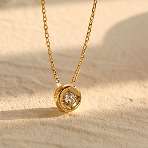 S.Leaf 18K Gold Plated Cubic Zirconia Choker Necklace for Women 925 Sterling Silver Layered Coin Moon Star Heart Circle Crystal Lariat Pendant Necklaces Gifts for Women Trendy - color: Bead_Gold