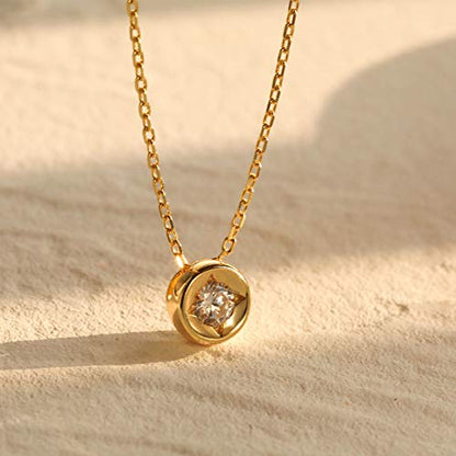 S.Leaf 18K Gold Plated Cubic Zirconia Choker Necklace for Women 925 Sterling Silver Layered Coin Moon Star Heart Circle Crystal Lariat Pendant Necklaces Gifts for Women Trendy - color: Bead_Gold