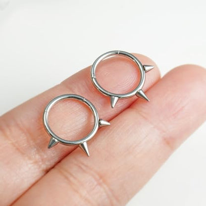 16G 2PCs Spike Clicker Snake Bite Jewelry, Septum Ring, Hoop Lip Rings Snake Bites, Labret Jewelry for Lip Piercing, Cartilage Hoop Earrings, 8mm 10mm 12mm - color: Silver-2PCs, size: 16G-10mm