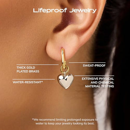 Ana Luisa Puffed Heart Earrings - Heart Charm Huggie Hoops and Earring Stud Styles - Dainty 14K Gold Plated, Silver Rhodium Plated & Mixed Metal Silver & Gold Earrings - Hypoallergenic Water-Resistant - color: Two Tone