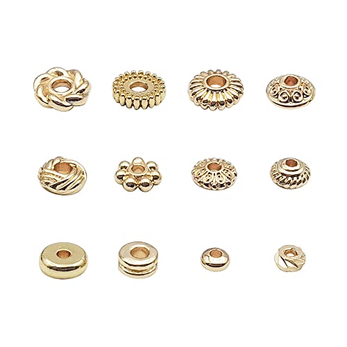 INSPIRELLE 120pcs Spacer Beads Gold Plated Heishi and Rondelle Bead | Long-Lasting for Jewelry Bracelet Necklace Making - color: 120x Heishi Rondelle