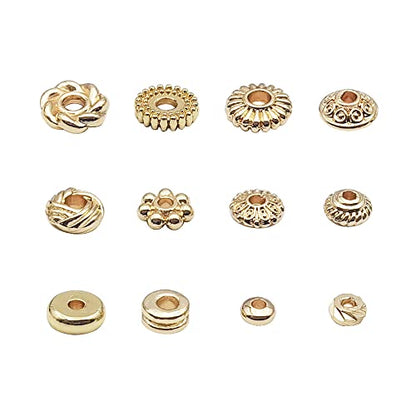 INSPIRELLE 120pcs Spacer Beads Gold Plated Heishi and Rondelle Bead | Long-Lasting for Jewelry Bracelet Necklace Making - color: 120x Heishi Rondelle