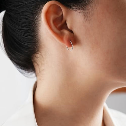CHIC & ARTSY 925 Sterling Silver Open Hoop Earrings Small Hoop Earrings for Women Half Hoop Cartilage Piercing Adjustable Huggie Earrings - color: C:Silver 10mm