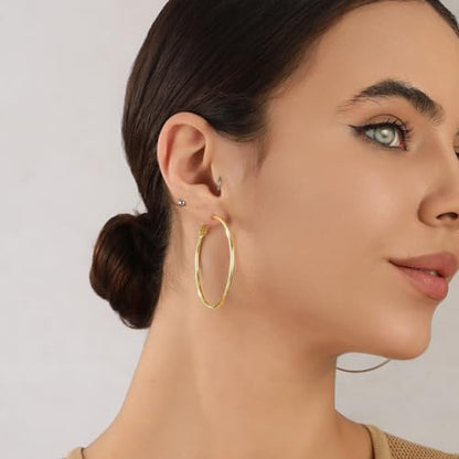 2mm Sterling Silver Big Hoop Earrings For Women - Large Hypoallergenic Circle Endless Thin Oversize Silver Hoops - color: Gold,40mm hoops