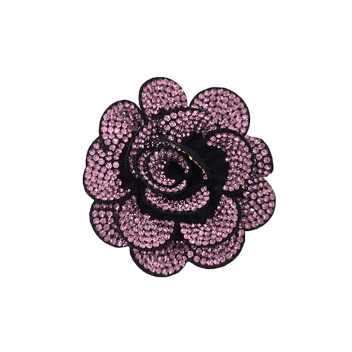 Rhinestone Rose Flower Brooch Lapel Pins for Women Her Fashion Crystal Camellia Flower Brooches Pin for Dress Accessories Jewelry Boutonniere Corsage Wedding Party Birthday Gift 70mm - color: Pink