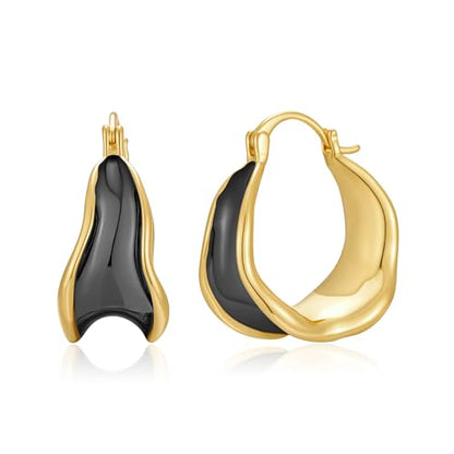 14K Gold Plated Chunky Hoop Earrings for Women Vintage Leopard Print Hoops Large Round Hoop Earrings Jewelry - style: Hoop J