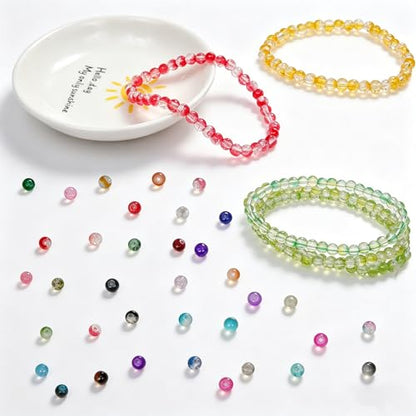 Gaspletu 7200PCS 6mm Glass Beads Bracelet Making Kit, 144 Colors Crystal Beads for Jewelry Making, 6 Box Round Beads Suitable for Beginners - color: 6 Box 6mm