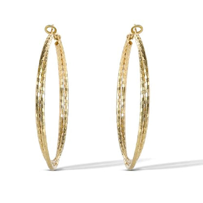 Jessica Simpson Womens Hoop Earrings - Silver-Tone or Gold-Tone Hoop | Earrings for Women - color: Gold Faceted Double Hoops
