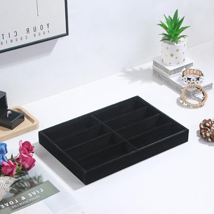 Coward Sunglass Organizer, Black Velvet Glasses Trays, Eyeglasses Watches Jewelry Display - Men Women (8 Grids) - color: Black Velvet, size: Sunglasses Tray