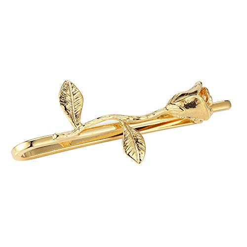 HAWSON 2 inch Tie Clip for Men-Novelty Sport Necktie Bar Clip,Tie Pin,Special Interesting Gift for Men - style: Gold Rose