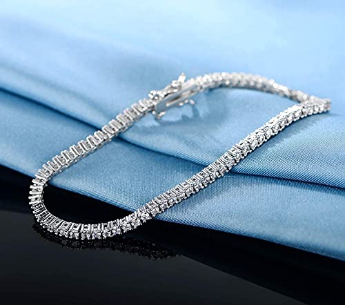 2.0MM Tennis Bracelet for Women and Men，18K White/Yellow Gold Plated Round 2mm Cubic Zirconia Classic Tennis Bracelet - color: White Gold Plated, size: 8.5 inch