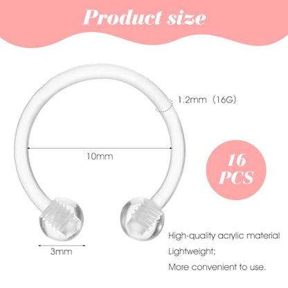 Lusofie 16G Septum Ring Acrylic Horseshoe Nose Eyebrow Lip Ring,Multi-color | Flexible, Septum Ear Cartilage Helix Tragus Earrings, Earrings Piercing Retainer, for Women Men