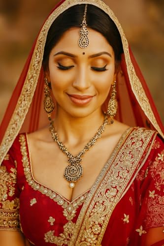Touchstone Indian jewelry sets for women maang tikka wedding guest gold necklace bollywood jewellery set pageant elegant prom bride accessories western crystal chunky rhinestone necklaces - color: Black in antique gold plating