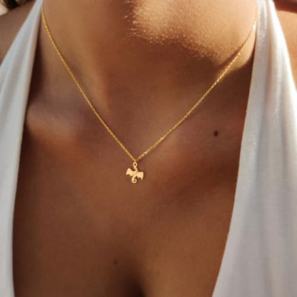 LLWOM Gold Necklace for Women-14k Gold Plated Infinity Necklace Star Of David Necklace Evil Eye Cross Pendants Heart Dainty Gold Necklace For Women - color: Gold-Dragon-1