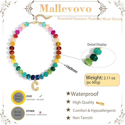 Chunky Beaded Bubble Initial Pendant Necklace Jewelry for Women | Big Large Bead Choker Letter Necklace Summer Beach Beachy Womens Statement Charm Gifts - color: Colorful C