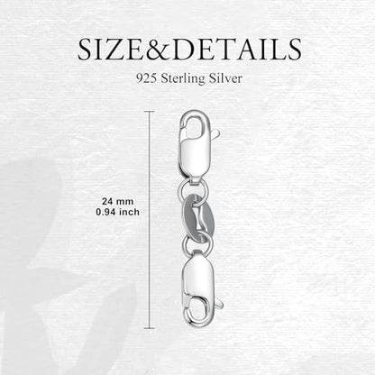 925 Sterling Silver Lobster Clasp for DIY Necklace Bracelet Jewelry Making, Double Spring Clasp with Closed Jump Rings, Necklace Extender Clasp Connector Bracelet Extension (Style 7) - style: Style 7