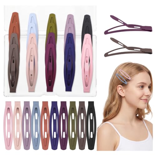 20 Pcs Snap Hair Clips For Women Girls, 2.36 Inch Metal Barrettes | 10 Matte Colors, No-Slip Hair Pins Short Long Thin Thick Styling Hair Accessories for Daily Wear Party Birthday Holiday Gifts - color: Matte 10 Colors