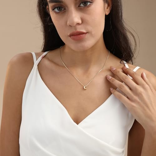 14K Gold Plated Bubble Letter Necklace, Tarnish Free and Waterproof Dainty Initial Necklace for Women, Trendy Personalized Gold Jewelry Gift for Her - color: Gold, style: C