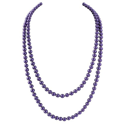 BABEYOND Long Pearl Necklace Faux Pearls Necklace Set Beaded Long Pearls Necklace 1920s Gatsby Costume Jewelry - color: Dark Purple