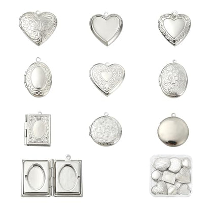 Photo Locket Charms for Jewelry Making Frame Charms Memorial Bracelet Necklace Earring Keychain - color: Silver