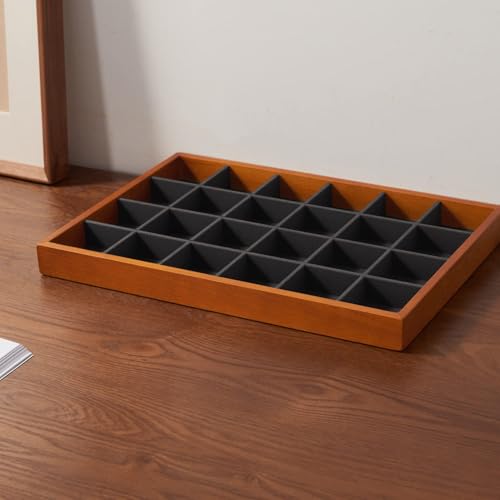 Oirlv Solid Wood Jewelry Tray,Jewelry Drawer Organizer,24 Grid(Grey) | Stackable Design,for Jewelry Necklaces Earrings and Rings,Organizing and Presentinge Legantly on Dressers&in Dresser - color: Grey 24 grid tray