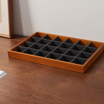 Oirlv Solid Wood Jewelry Tray,Jewelry Drawer Organizer,24 Grid(Grey) | Stackable Design,for Jewelry Necklaces Earrings and Rings,Organizing and Presentinge Legantly on Dressers&in Dresser - color: Grey 24 grid tray