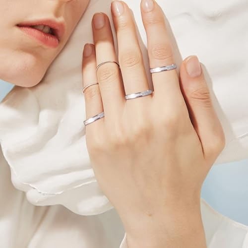 ChicSilver 925 Sterling Silver Ring Customizable Sandblast Finish/Multi-Faceted Ring Wedding Band Comfort Fit Size 4-12 - color: Sandblast Finish