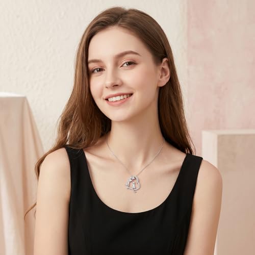 Heart Animal Necklace 925 Sterling Silver Cute Animal Pendant Jewelry Birthday Gifts for Women Girlfriend Mom Animal Lovers - style: 1-4 Silver Cat