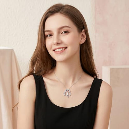 Heart Animal Necklace 925 Sterling Silver Cute Animal Pendant Jewelry Birthday Gifts for Women Girlfriend Mom Animal Lovers - style: 1-4 Silver Cat