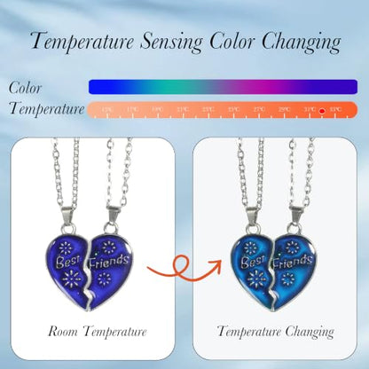 FM FM42 Temperature Sensing Color Changing Pendant Necklace with 19.29" Stainless Steel Rolo Chain - color: Best Friends Set, Pack of 2