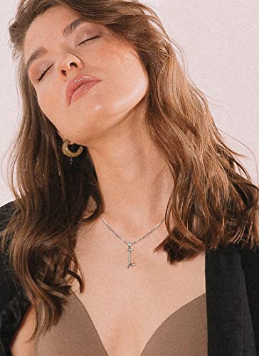 CELESTIA 925 Sterling Silver Initial Necklaces 26 Letter with Rose Gold Heart - 18 Inch Chain - color: I-Initial