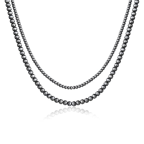 Navajo Pearl Necklace Western Jewelry for Women Cowgirl | Layered Western Necklaces Country Concert Choker Jewelry Gift - color: turquoise 1pcs (4mm+6mm)
