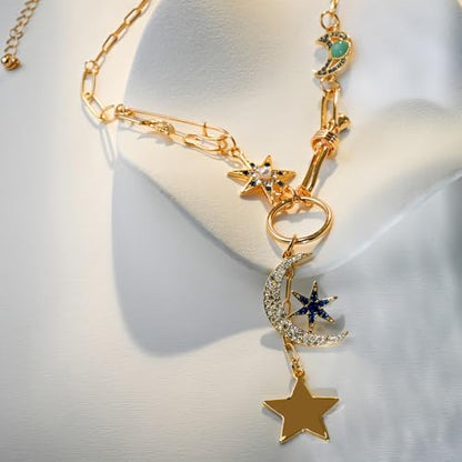 ORIGENCE Sun Heart Necklace for Women 18K Gold Plated Heart Pendant Necklace Chunky Chain Choker Necklaces Hip Hop Charm Necklaces Trendy Unisex Jewelry - style: MCharm-Gold