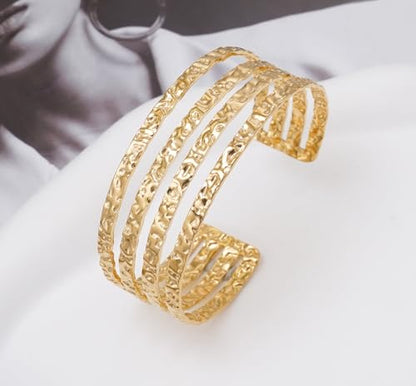 Multi-Layer Cuff Bracelet for Women Cross Wire Bracelets Open Wide Cuff Gold Bangle Bracelet - color: Gold 3