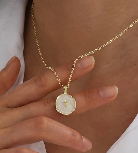 YEEZII Layered Gold Necklaces for Women Trendy, 3 Pcs 14K Gold Plated Choker Paperclip Box Chain Necklace, Stackable Women's Gold Pendant Necklaces Jewelry Set - color: Gold-Cross