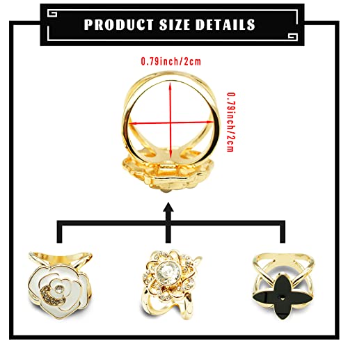 3pcs Fashion Scarf Ring Clip 3 Rings Silk Scarves Clip For Women Shawl Clip Buckle Gold Smooth Scarf Brooches Buckle - color: Scarf clip C-3PCS