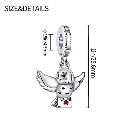 LIGHTDOG 925 Sterling Silve Charms fits Pandora Bracelets Necklace,5A Zircon Dangle Pendant Bead,Mother's Day Gift Jewelry Beads for Women - style: Owl Hedwig Charm