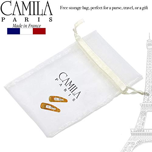 Camila Paris CP3092 French Hair Barrettes Clips, Snap Hair Slides Clic Clac for Women, Styling Girls Side Slide-in Metal Snap Pin Hair Accessories for Women. Strong Hold, No Slip Grip, Made in France - color: Yellow 2"