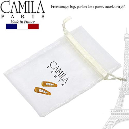 Camila Paris CP3092 French Hair Barrettes Clips, Snap Hair Slides Clic Clac for Women, Styling Girls Side Slide-in Metal Snap Pin Hair Accessories for Women. Strong Hold, No Slip Grip, Made in France - color: Yellow 2"