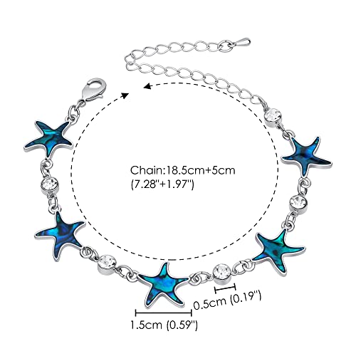 Beach Anklet Bracelet for Women Silver Plated Adjustable Abalone Shell Sea Turtle Dolphin Starfish Sand Dollar Ocean Ankle Bracelet for Women Summer Beach Jewelry - color: Starfish
