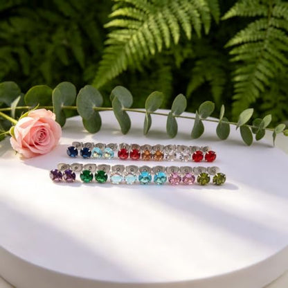 12 Pairs Ear Piercing Stud Earrings for Ear Piercing Guns, Surgical Stainless Steel Multicolor Round Heart Star Cubic Zirconia Birthstone Stud Earrings Set - style: Silver round A-3mm
