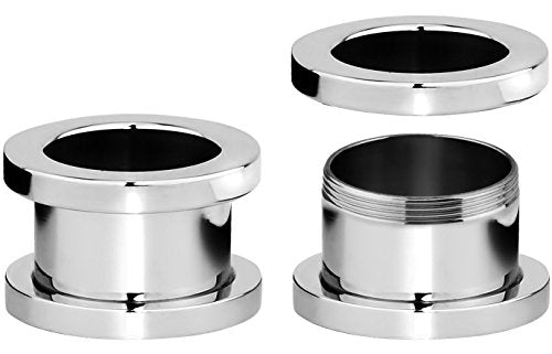 Forbidden Body Jewelry 1.2mm - 16mm Surgical Steel Ear Gauges Screw Fit Tunnels, Tunnel Plug Earrings Sold as a Pair - style: 12mm (1/2 Inch)