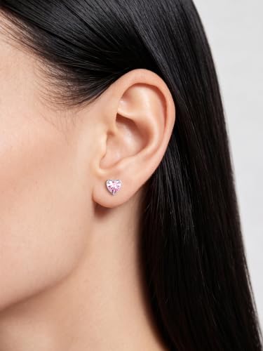 ChicSilver 925 Sterling Silver Earrings Sparkling Heart/Round/Princess Cut Birthstone Earrings for Women Birthday Jewelry with Gift Box - style: B.October(Tourmaline)-Heart Cut