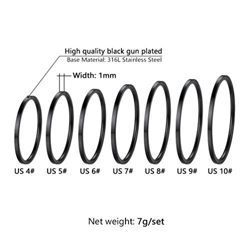 PROSTEEL Stainless Steel Rings Set, Women's Plain Band Knuckle Stacking Midi Rings Comfort Fit, Silver/Gold/Rose Gold/Black Tone, Multi Size #4-#12 - color: G 7 pcs-silver
