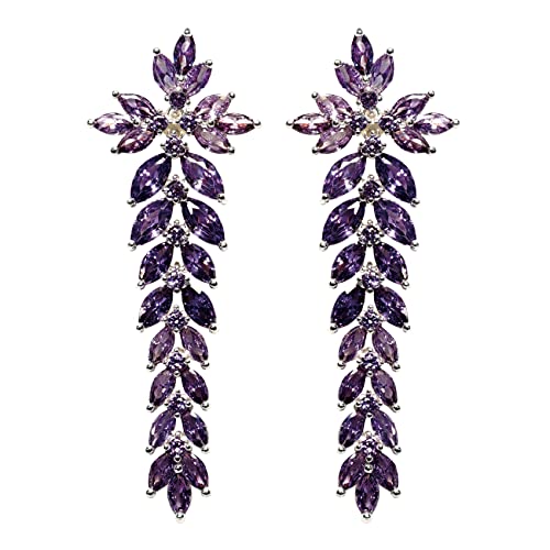Earrings Holy Stud Earrings for Girls/Women, Sliver Gold Wedding Earrings for Bridesmaids - color: Long Floral|Silver